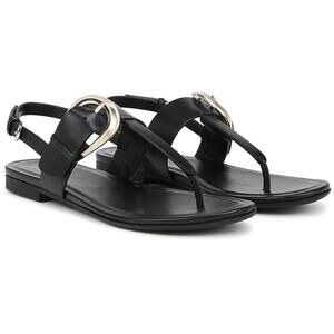 Naturalizer Women Taylor Slingback Flat Sandals Size US 8M Black Leather